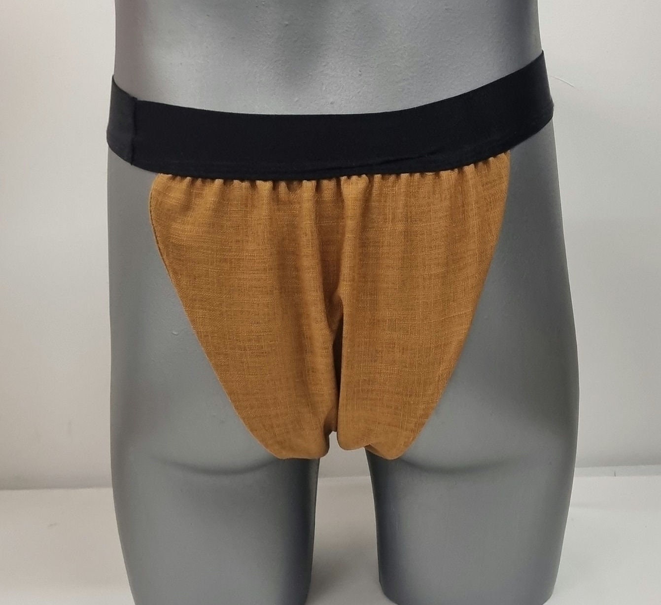 Men thong CHESNUT BROWN organic linen briefs tanga like underwear fully lined soft elastic