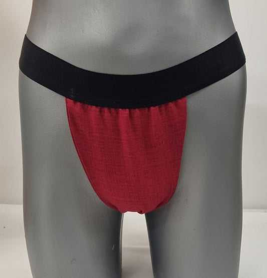 Men thong RED organic linen briefs tanga like underwear fully lined soft elastic