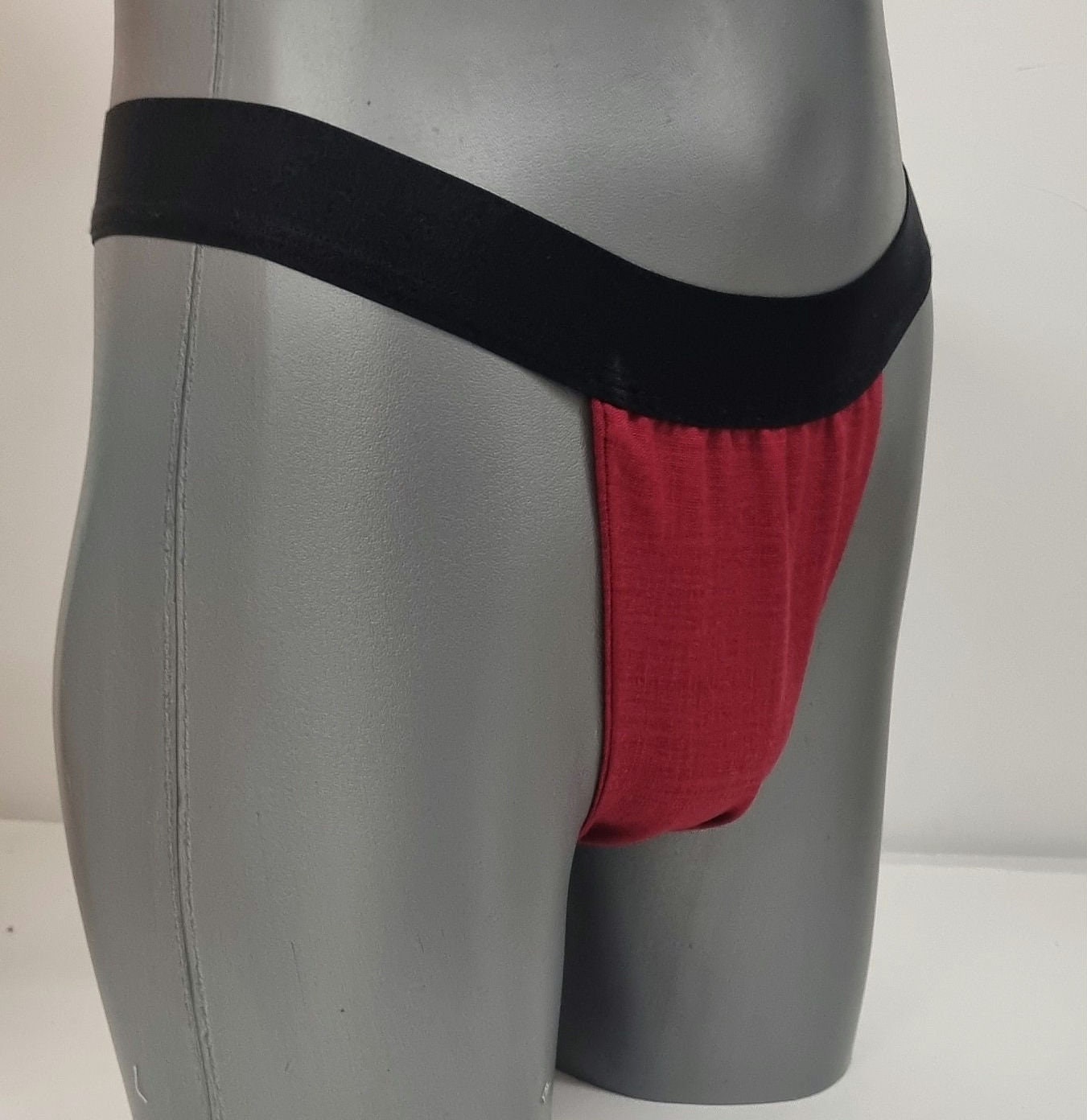 Men thong RED organic linen briefs tanga like underwear fully lined soft elastic