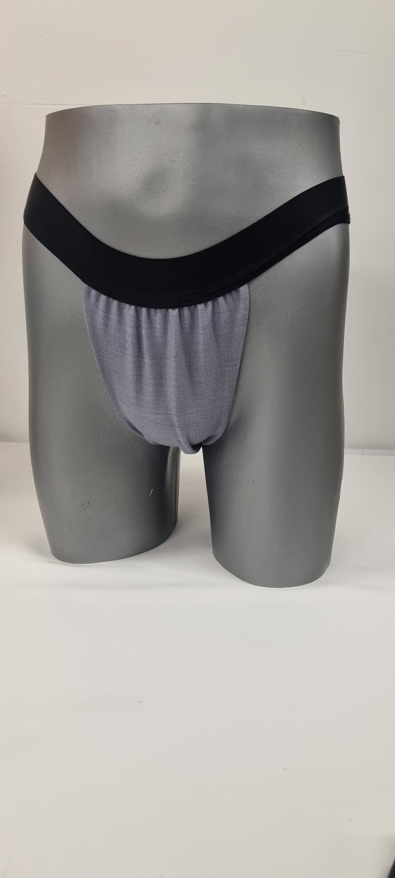 Men thong GREY organic linen briefs tanga like underwear fully lined soft elastic