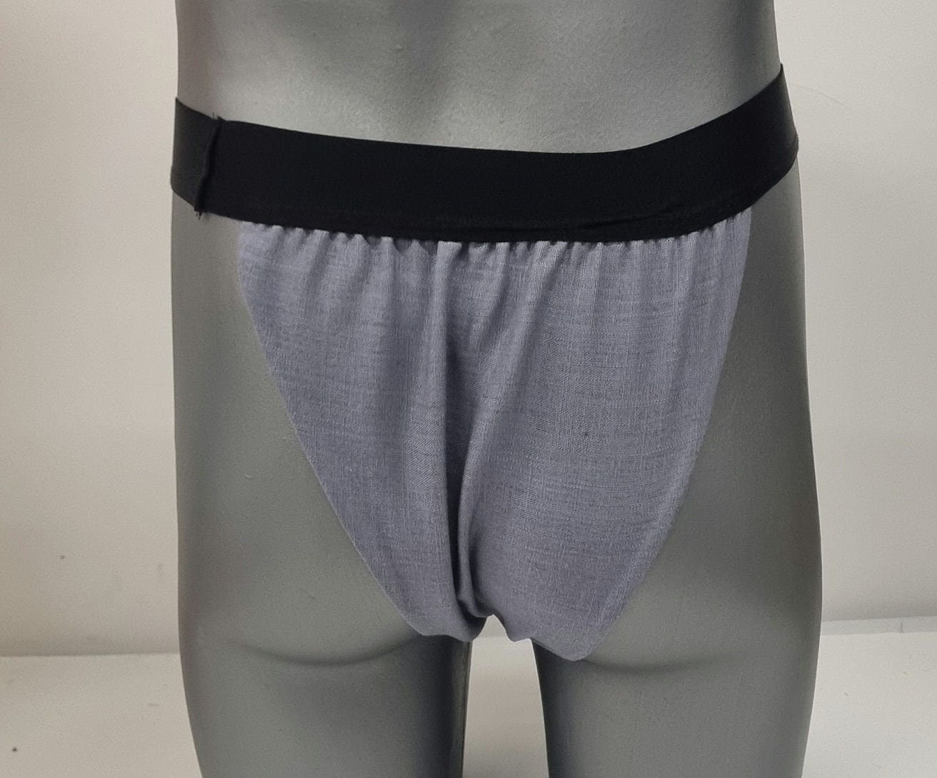 Men thong GRAY organic linen briefs tanga like underwear fully lined soft elastic