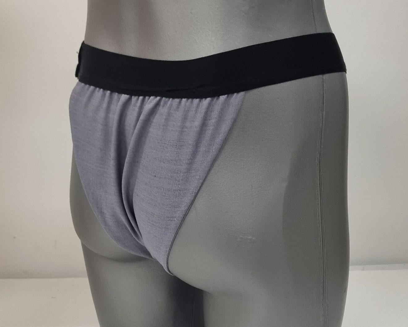 Men thong GRAY organic linen briefs tanga like underwear fully lined soft elastic