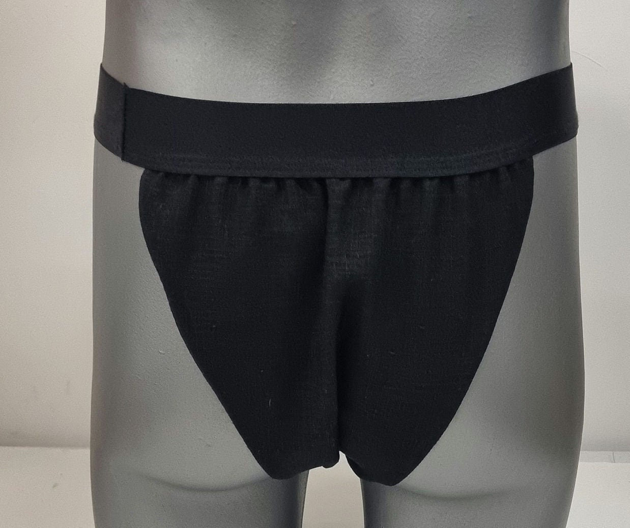 Men thong BLACK organic linen briefs tanga like underwear fully lined soft elastic