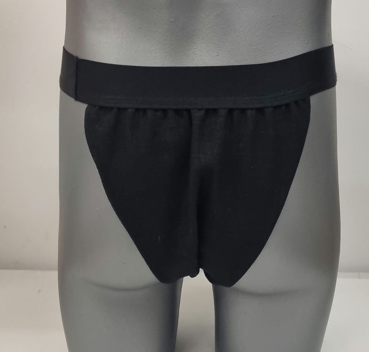 Men thong BLACK organic linen briefs tanga like underwear fully lined soft elastic