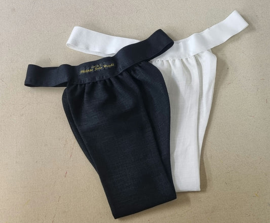 Men thong BLACK and WHITE organic linen briefs tanga like underwear fully lined soft elastic bundle