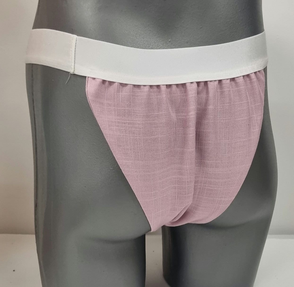 Men thong BEIGE, PINK and WHITE organic linen briefs tanga like underwear fully lined soft elastic bundle