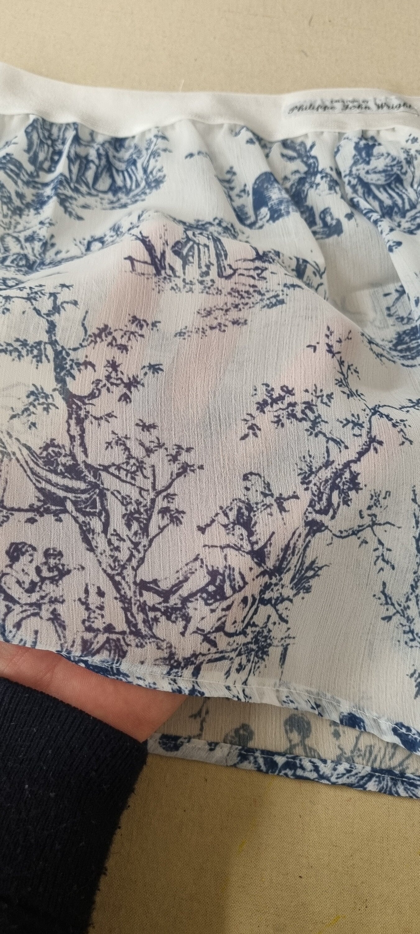 toile de jouy boxers shorts for men soft breathable sexy underwear in porcelain pattern sheer see through blue and white