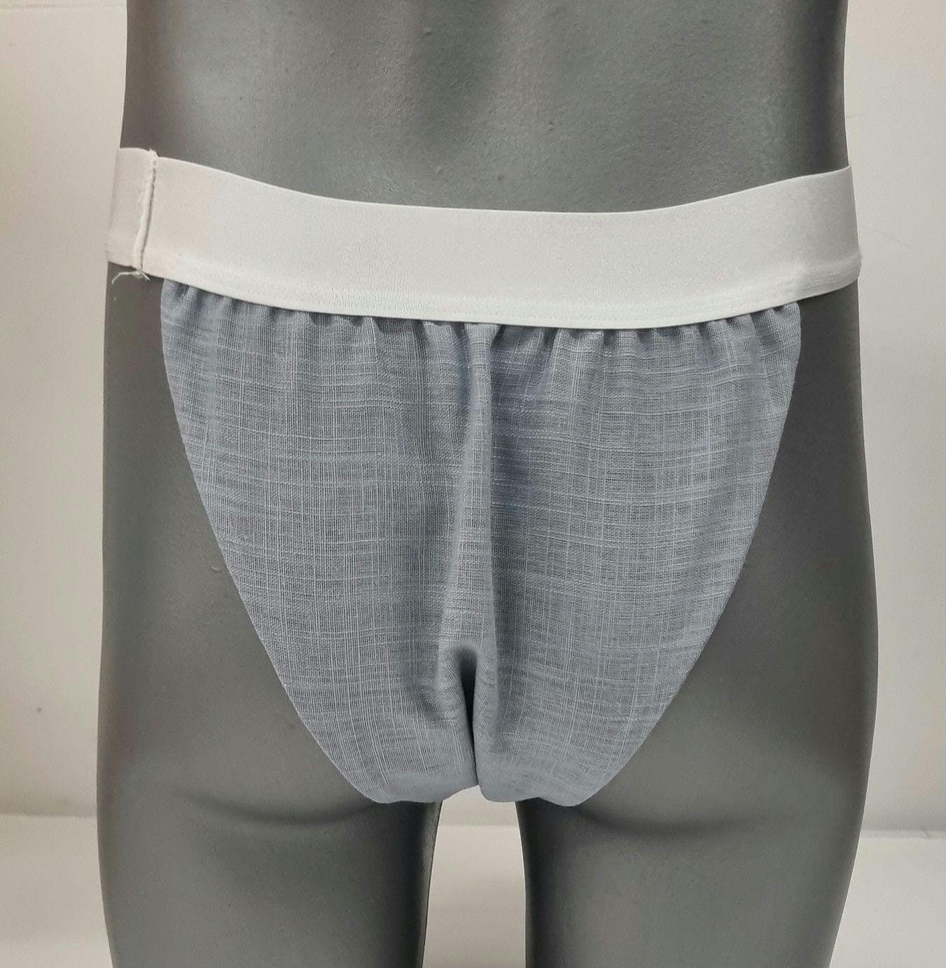 Men thong BLUE and NAVY organic linen briefs tanga like underwear fully lined soft elastic bundle