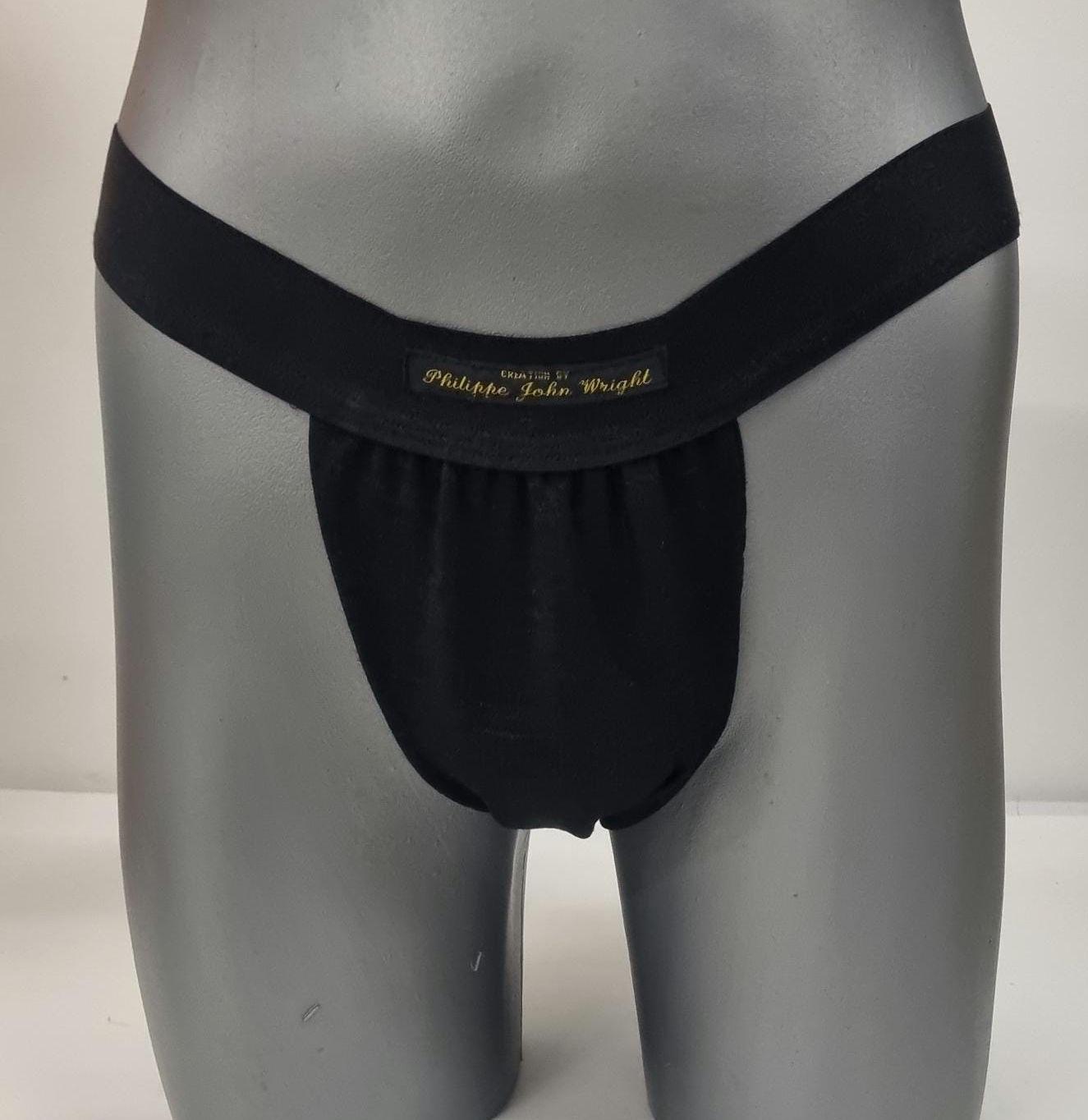 Men thong BEIGE, BLACK and WHITE organic linen briefs tanga like underwear fully lined soft elastic bundle