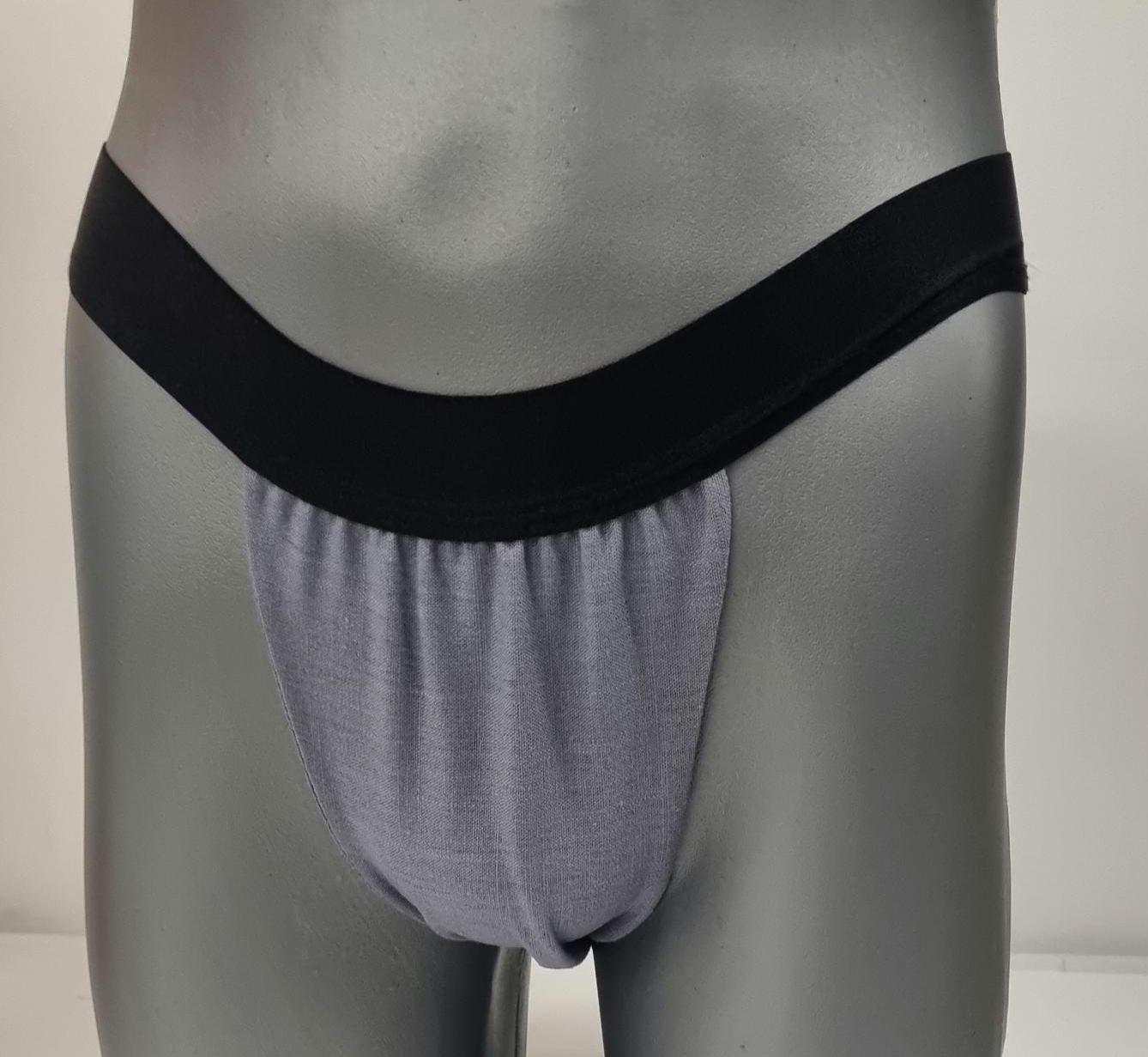 Men thong GREY, BLACK and NAVY organic linen briefs tanga like underwear fully lined soft elastic bundle