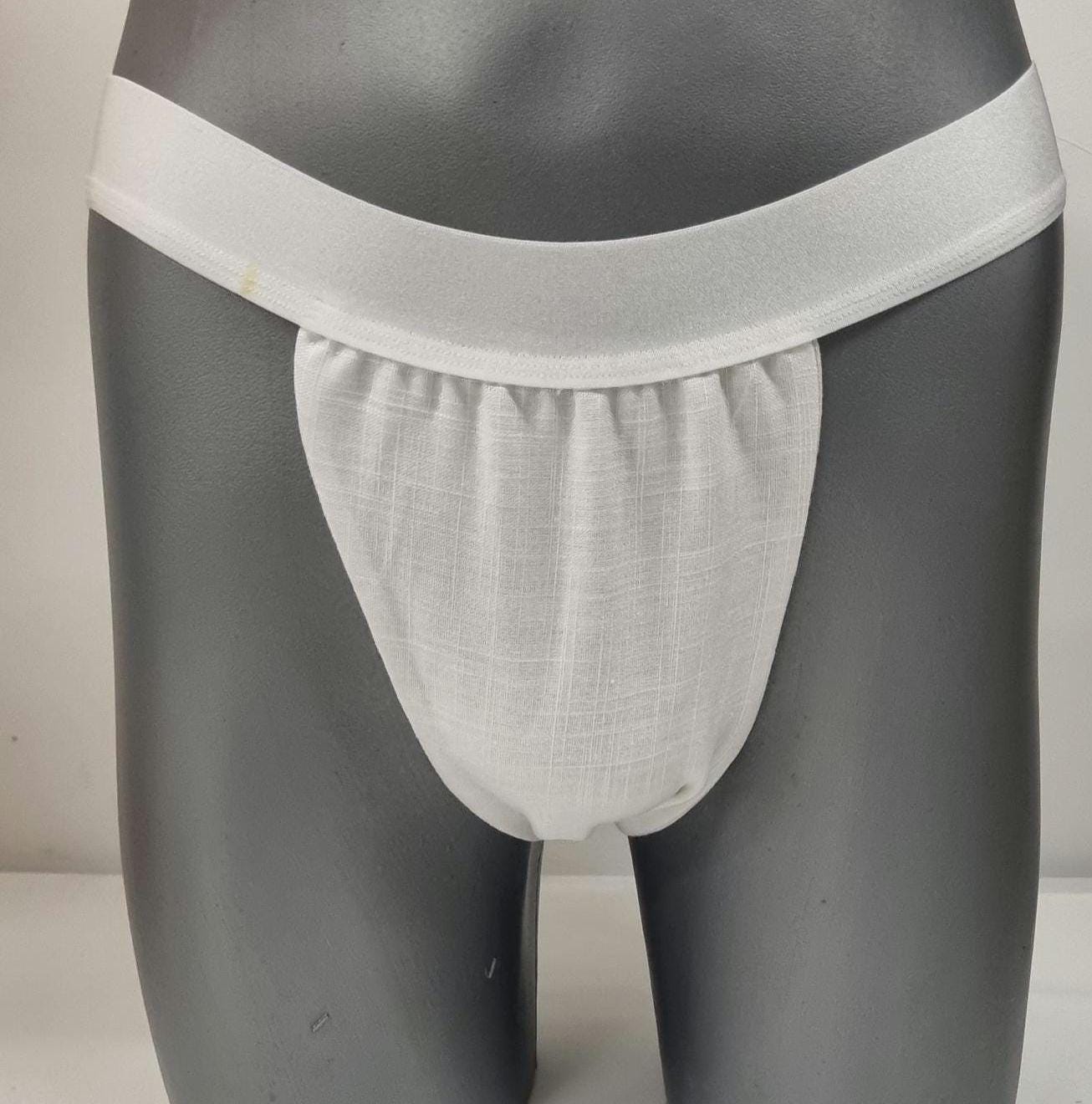 Men thong BLACK and WHITE organic linen briefs tanga like underwear fully lined soft elastic bundle
