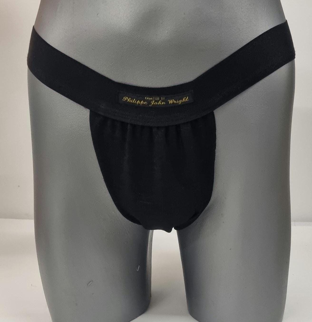 Men thong BLACK and WHITE organic linen briefs tanga like underwear fully lined soft elastic bundle