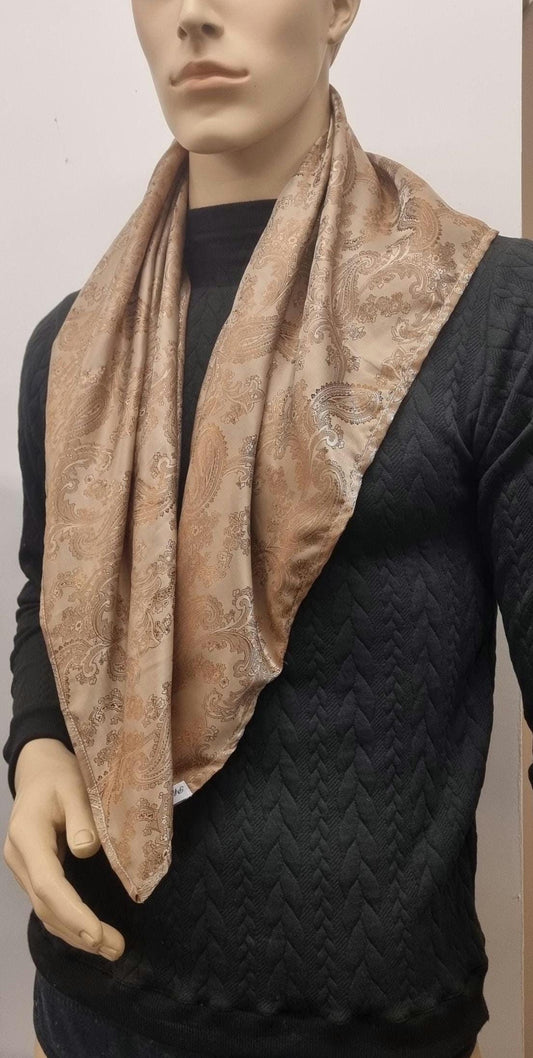 Double-sided pure Silk scarf with a paisley pattern "29-29 inch" "75-75 cm",Hand made in France