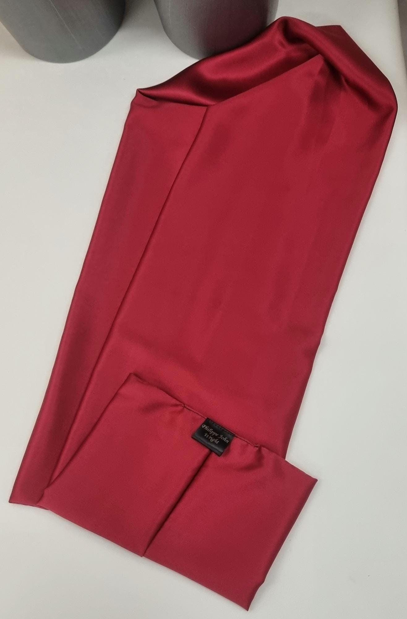 Silky scarf foulard bundle in PURPLE, RED and GREEN hight quality satin , hand made in France. 140x20 cm