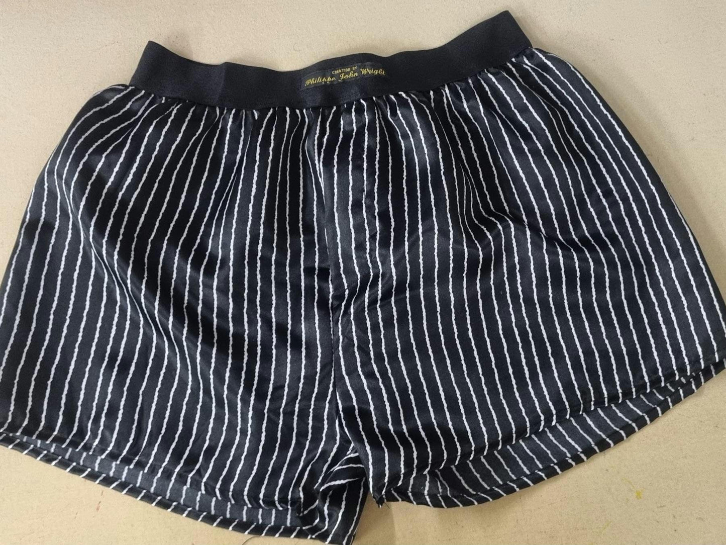 satin boxer shorts stripped for men hand made in France