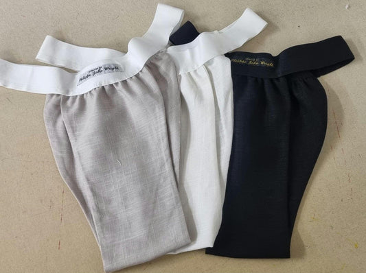 Men thong BEIGE, BLACK and WHITE organic linen briefs tanga like underwear fully lined soft elastic bundle