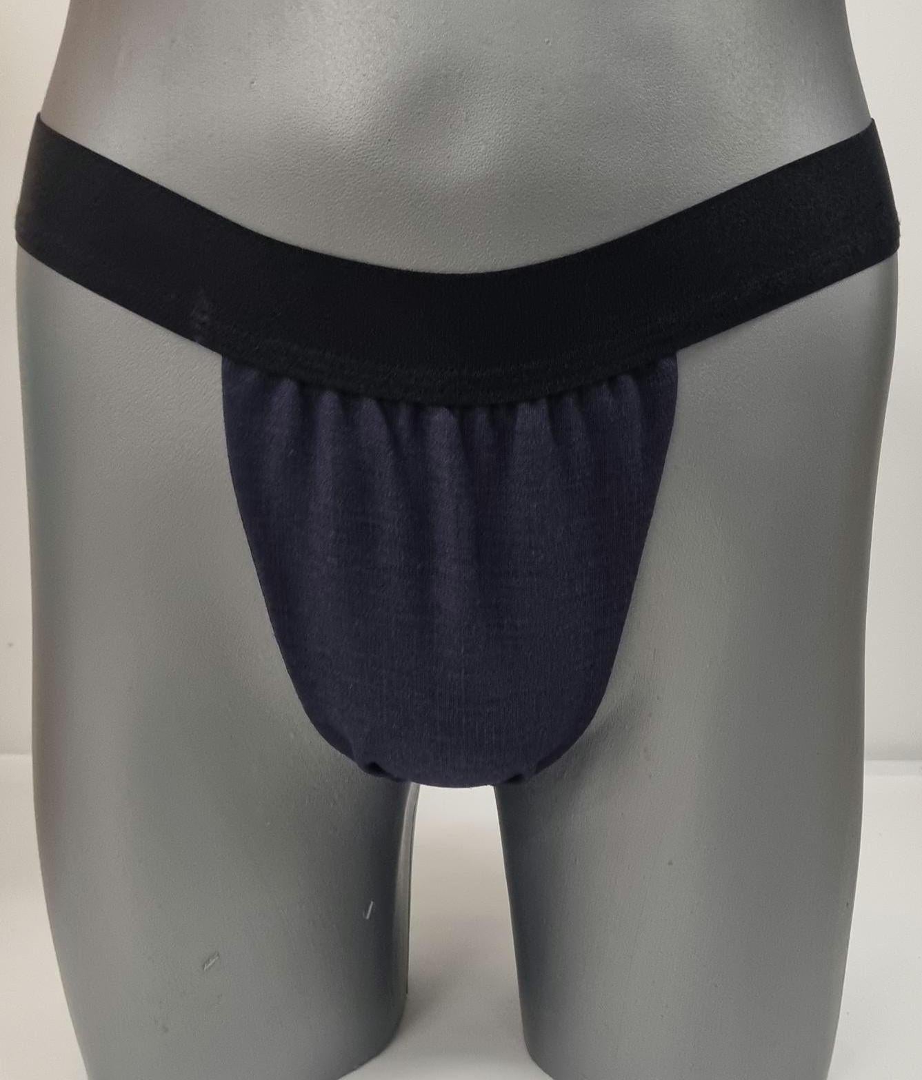 Men thong BLUE and NAVY organic linen briefs tanga like underwear fully lined soft elastic bundle