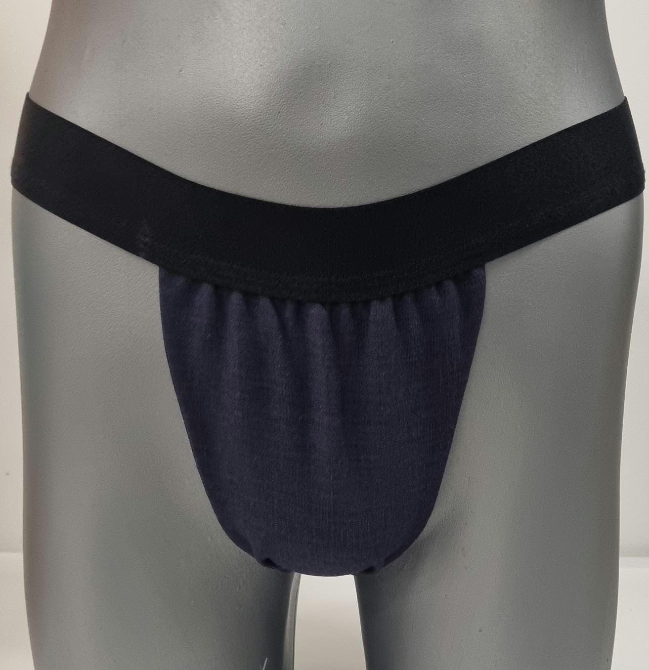 Men thong GREY, BLACK and NAVY organic linen briefs tanga like underwear fully lined soft elastic bundle