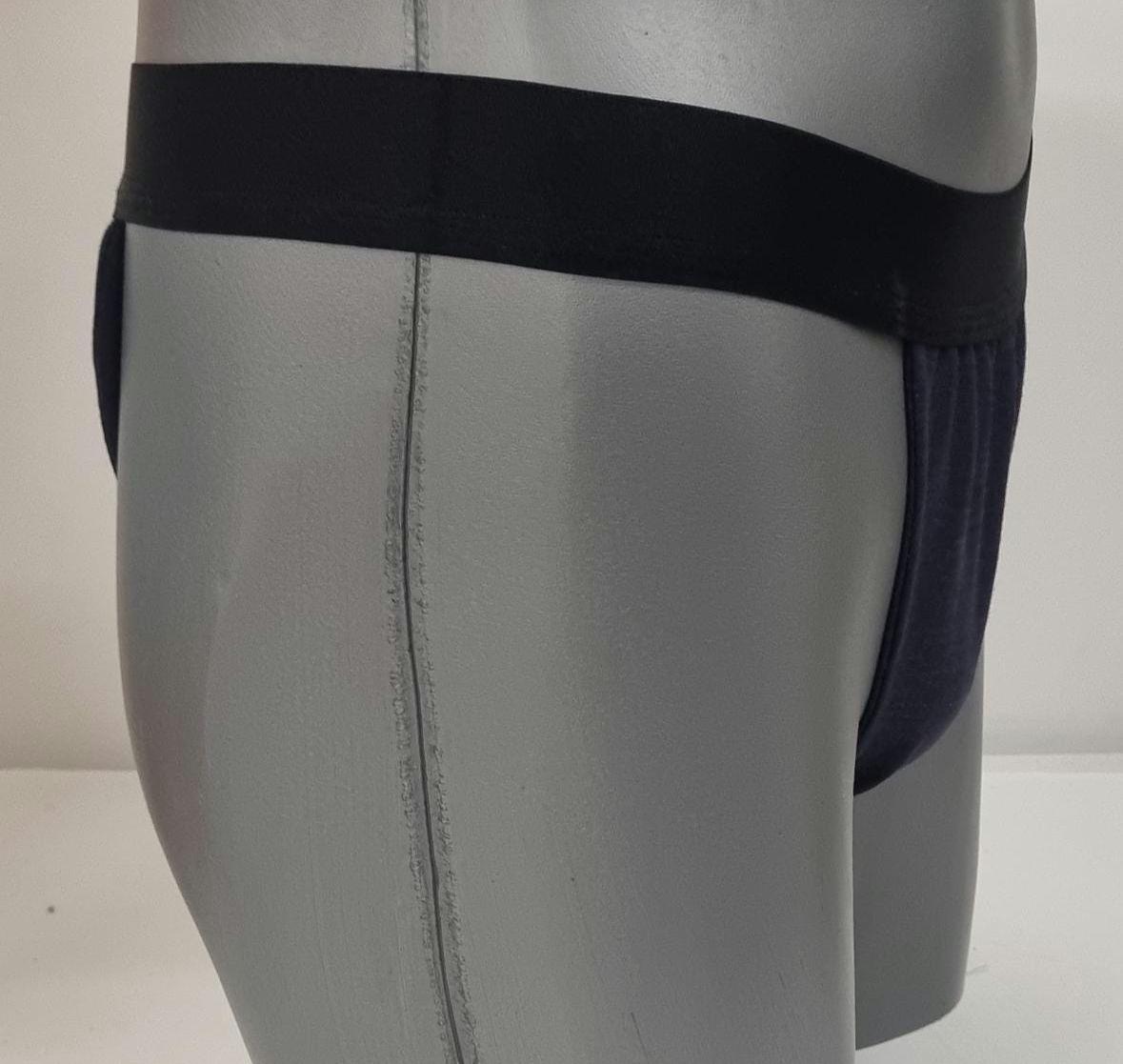 Men thong GREY, BLACK and NAVY organic linen briefs tanga like underwear fully lined soft elastic bundle