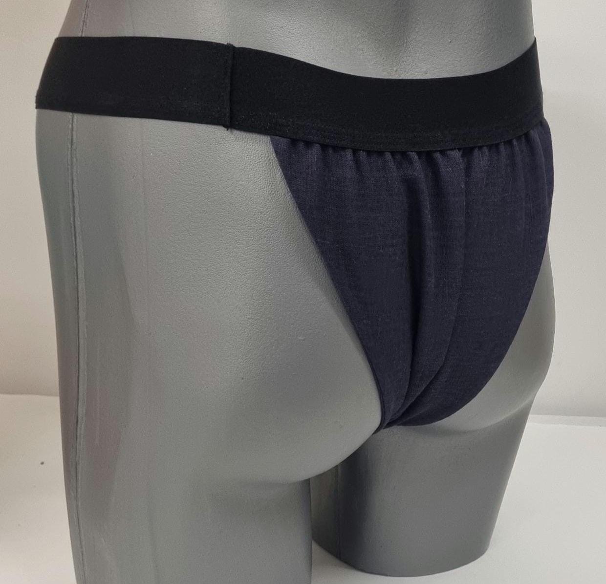 Men thong GREY, BLACK and NAVY organic linen briefs tanga like underwear fully lined soft elastic bundle