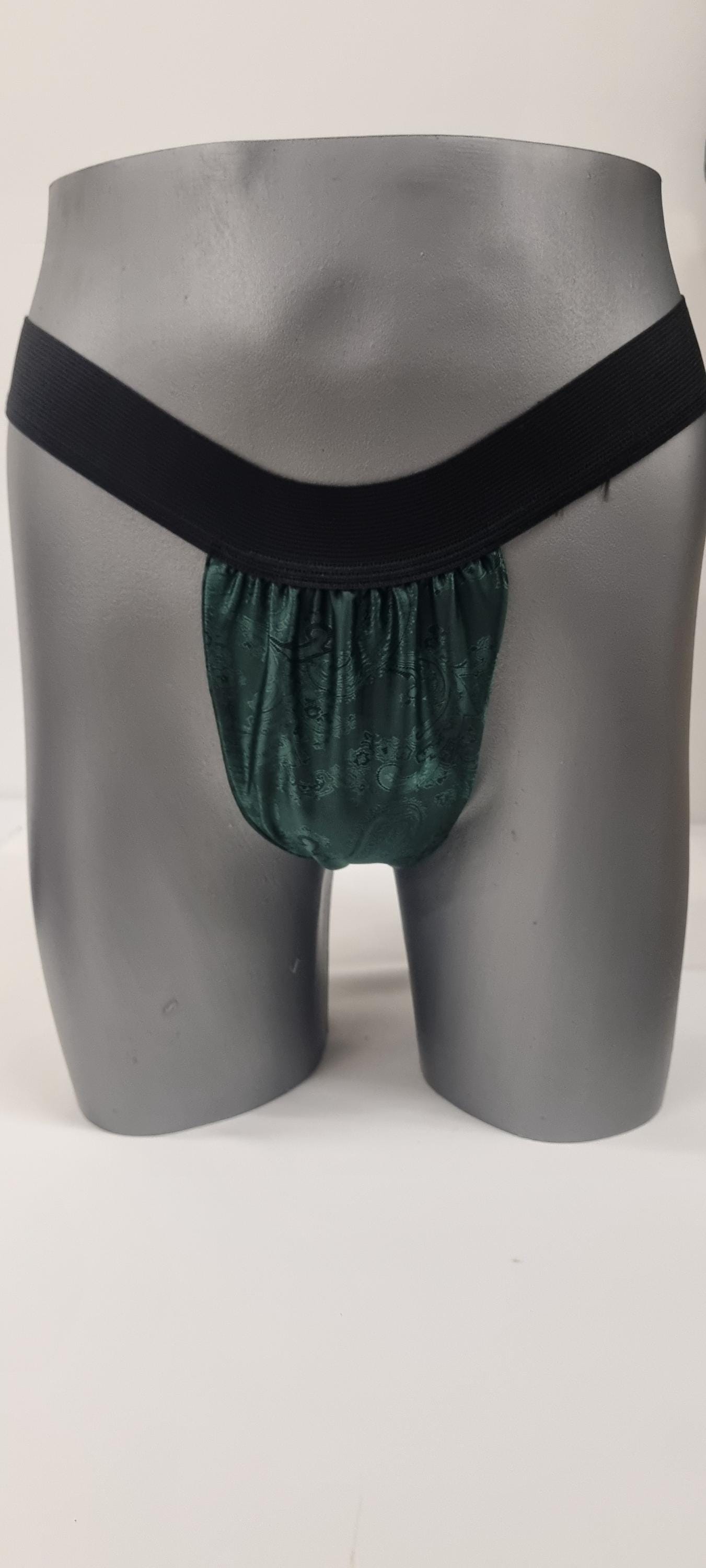 Men shiny silk paisley motif briefs tanga like underwear fully lined with silky finish.