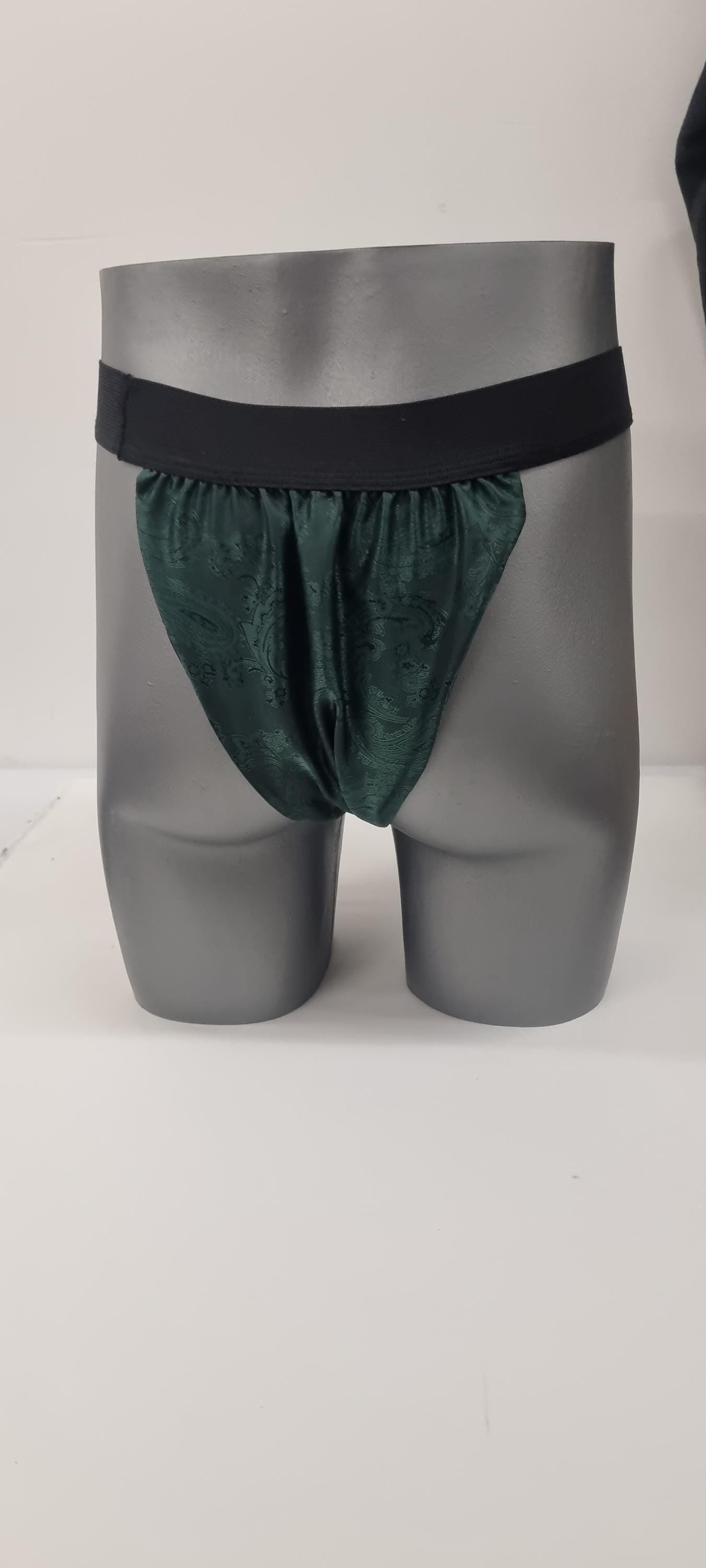 Men shiny silk paisley motif briefs tanga like underwear fully lined with silky finish.