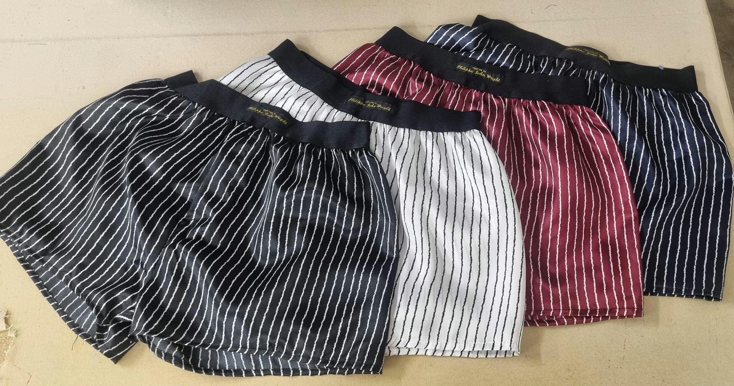satin boxer shorts stripped for men hand made in France