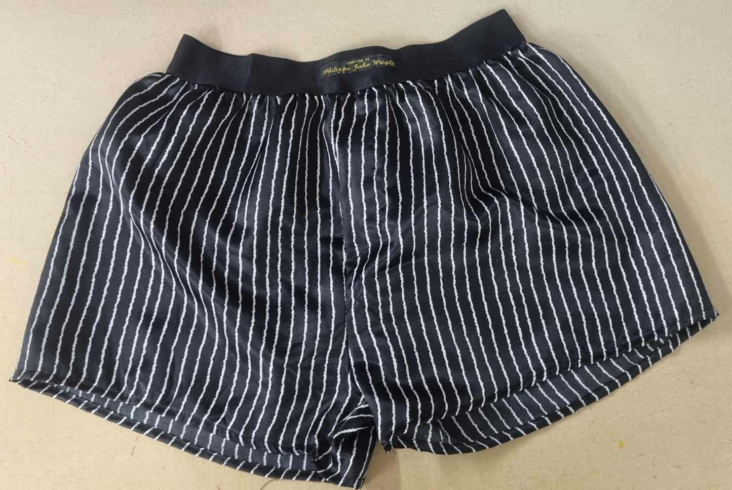 satin boxer shorts stripped for men hand made in France
