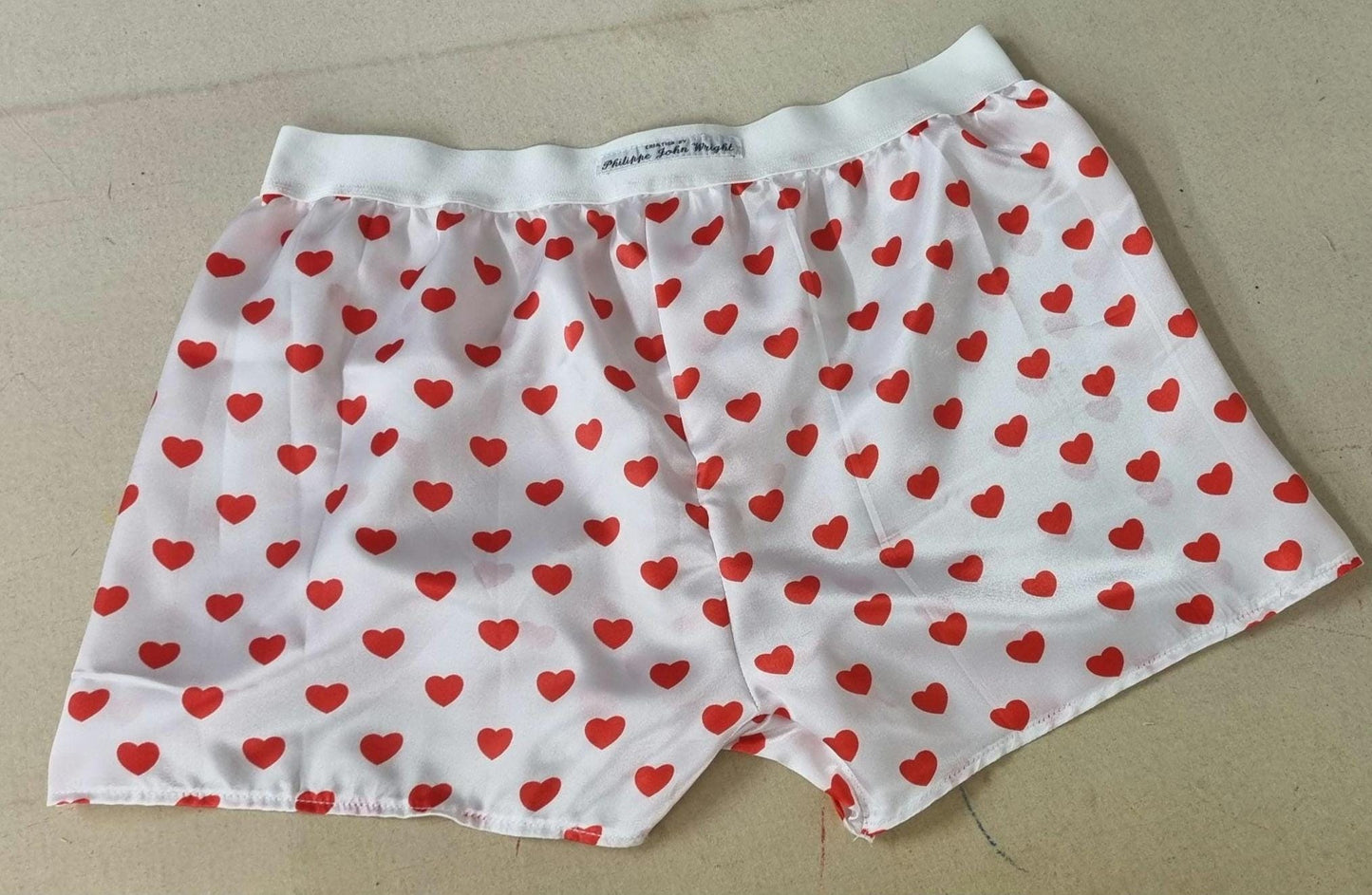 His and her love hearts silky Satin boxer short and boy shorts bundle hand made in France perfect for gifts