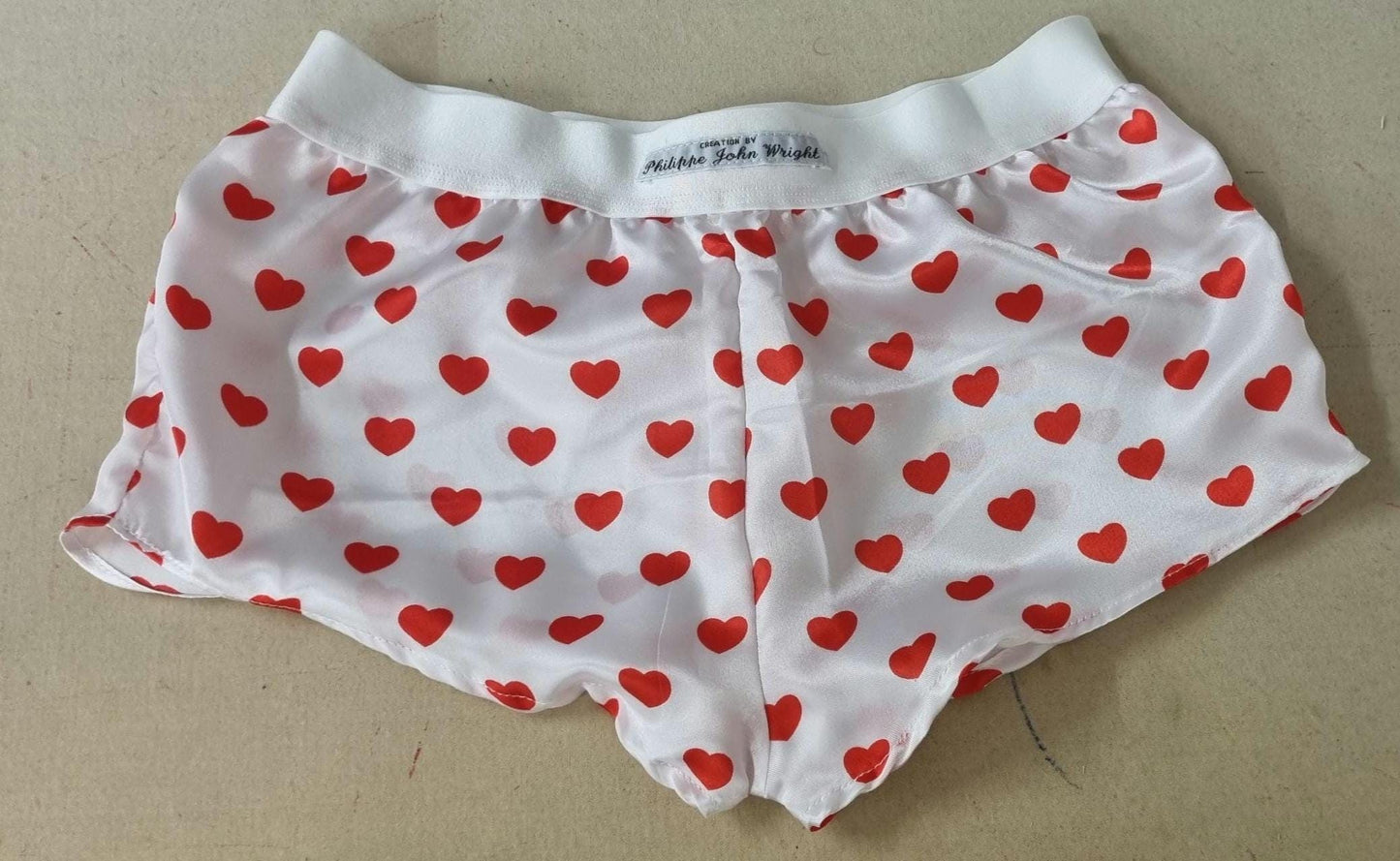 His and her love hearts silky Satin boxer short and boy shorts bundle hand made in France perfect for gifts