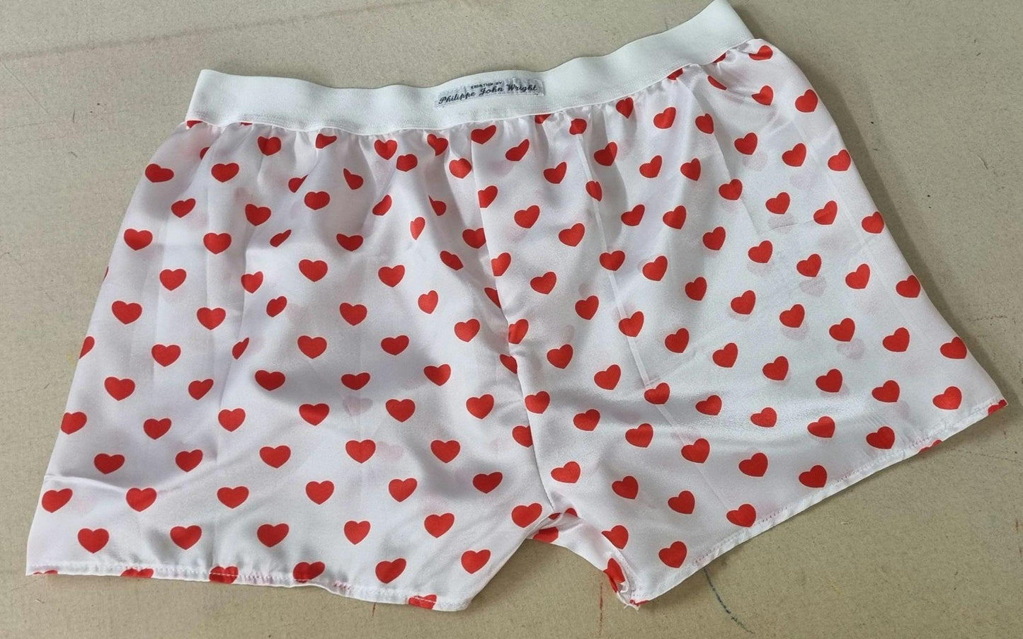 His and her love hearts silky Satin boxer short and boy shorts bundle hand made in France perfect for gifts