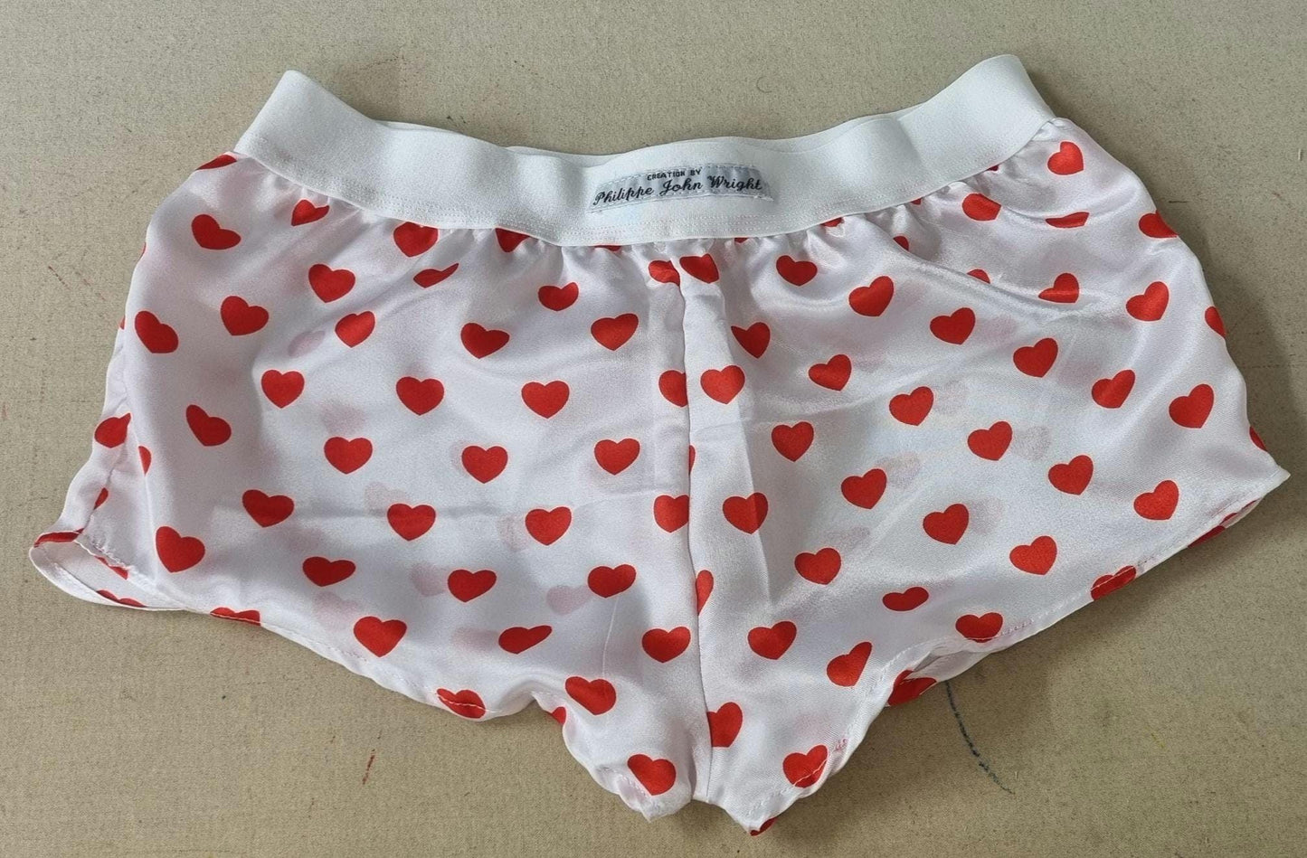 His and her love hearts silky Satin boxer short and boy shorts bundle hand made in France perfect for gifts