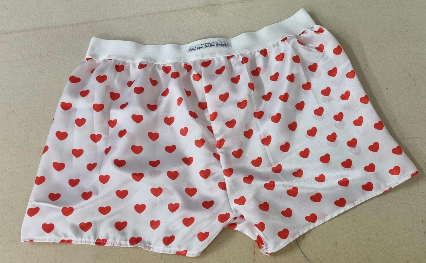 His and her love hearts silky Satin boxer short and boy shorts bundle hand made in France perfect for gifts