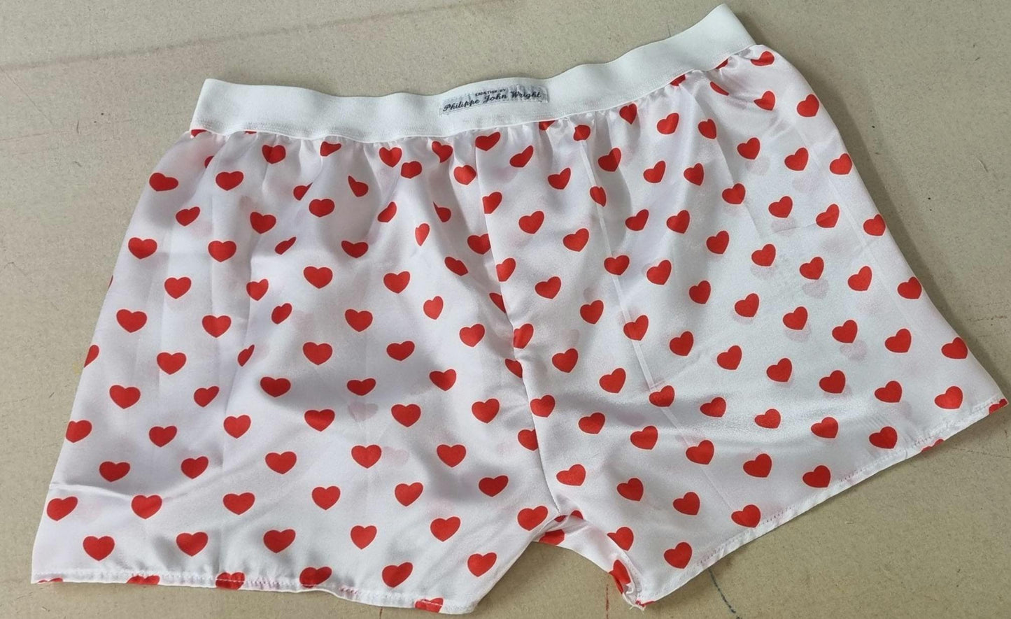 His and her love hearts silky Satin boxer short and boy shorts bundle hand made in France perfect for gifts