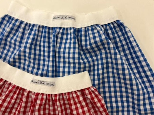 Gingham fabric natural cotton men boxer short mde in France with white elastic. Tablecloth pattern