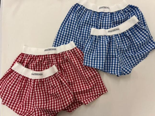 Gingham fabric natural cotton men boxer short mde in France with white elastic. Tablecloth pattern