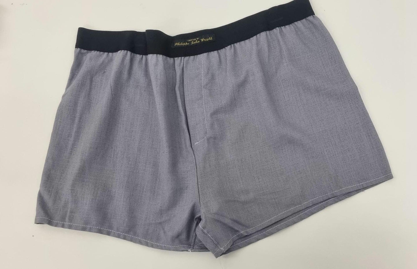 mens underwear in GRAY and BLACK LINEN men boxer shorts with white elastic. husband present boyfriend gift for him groom outfit