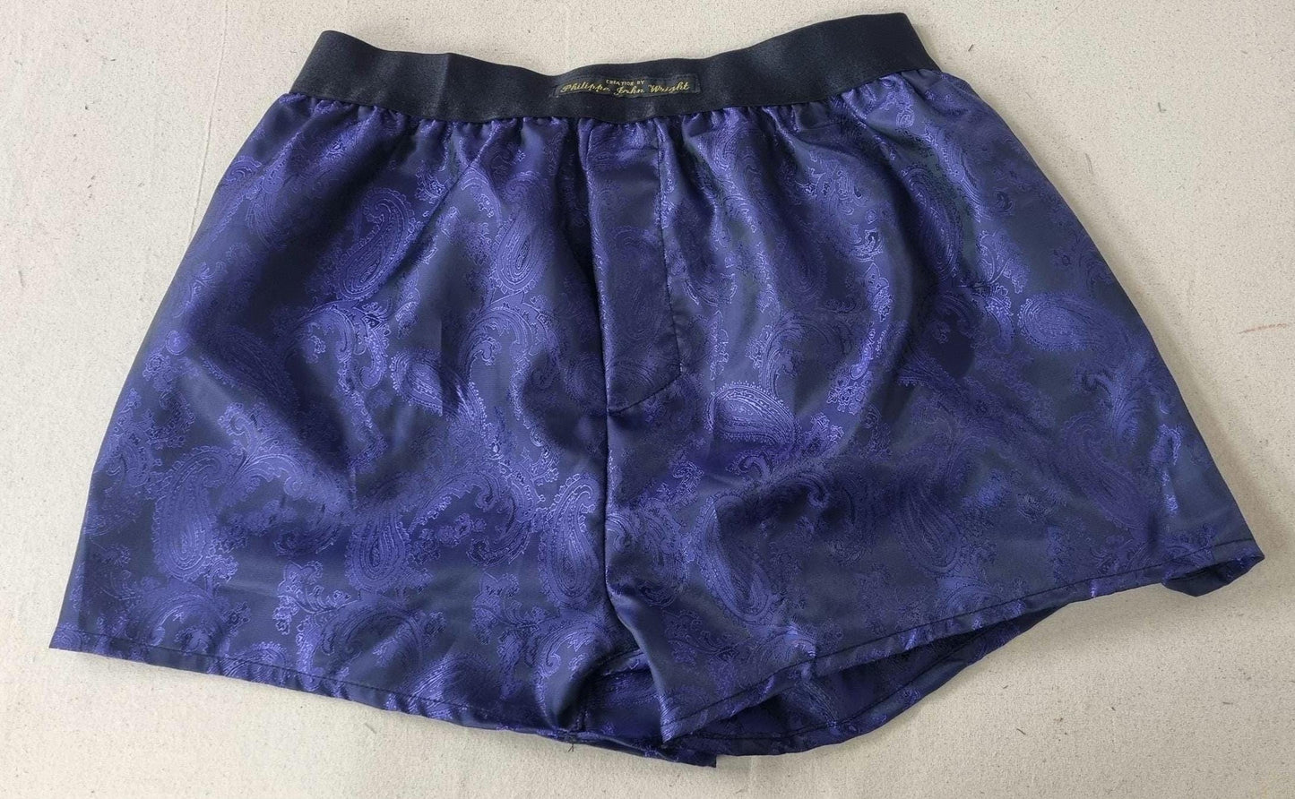 Silk boxer shorts in purple paisley pattern hand made in France. husband present gift for boyfriend aniversary groom wedding.
