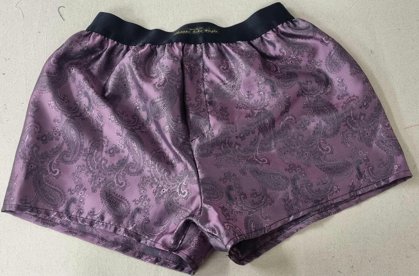silk boxer shorts paisley pattern made in France NAVY and PINK