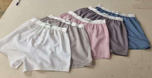 MEN organic linen boxer shorts  bundle paisley handmade in france; beige, blue, grey, white and pink perfect husband gift boyfriend present