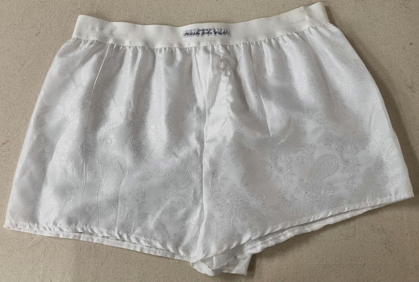 silk boxer shorts in silver and red paisley pattern handmade in France, husband gift boyfriend present groom aniversary for him