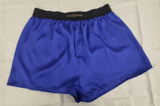See through royal blue silky satin sheer boxer shorts for men handmade in France for husband gift boyfriend present groom for him