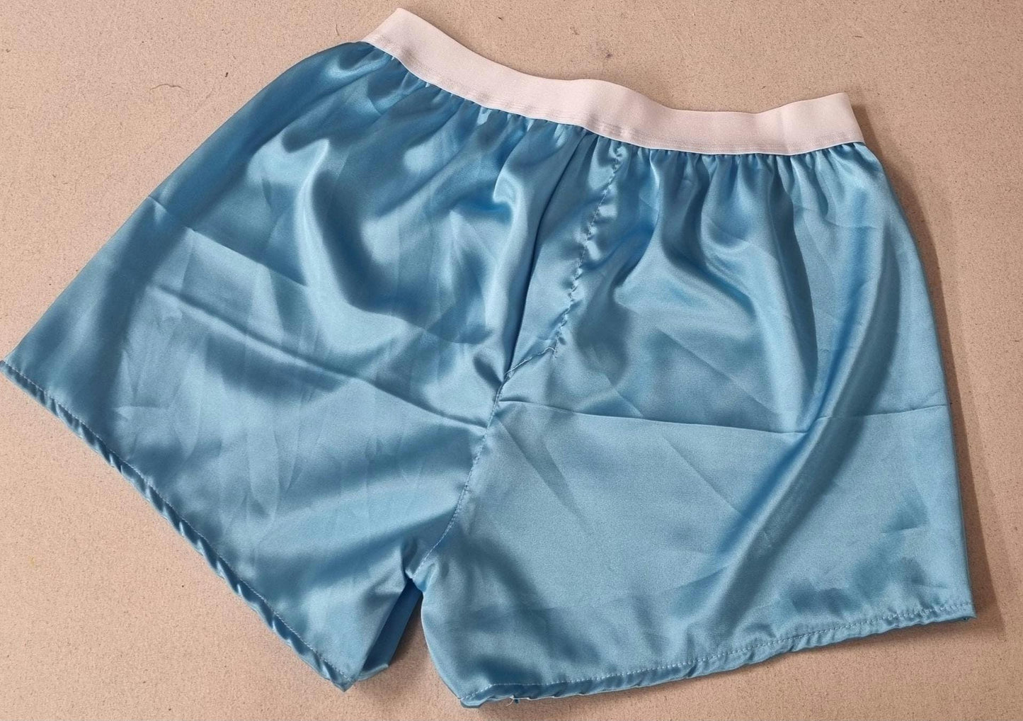 Men boxer short brief Silver pale pink and pale blue satin underwear for men handmade in France, husband gift boyfriend present