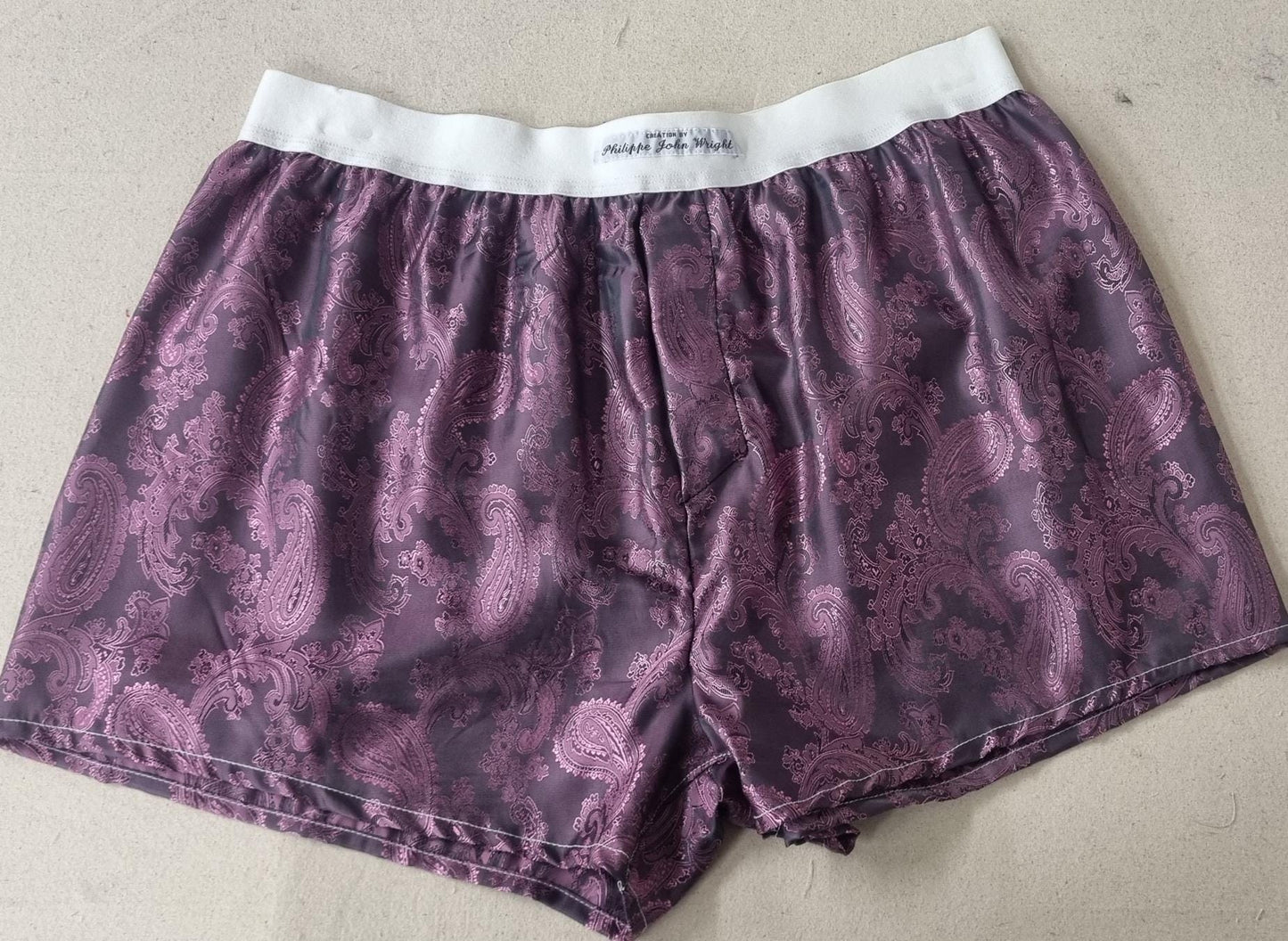Men underwear silk boxer shorts briefs paisley pattern hand made in France, husband gift boyfriend present anniversary groom